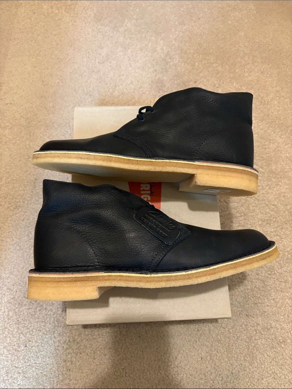 Clarks Originals Desert Boot Navy Leather Men's Chukka Boots with Crepe Sole
